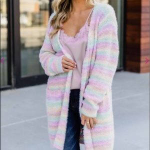 NWT Pink Lily striped pastel duster cardigan